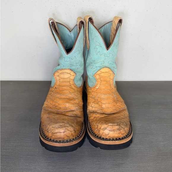 Ariat Fatbaby Heritage 14825 Snakeskin Aqua Leather Western Boots Womens Sz 6 B - Picture 4 of 9